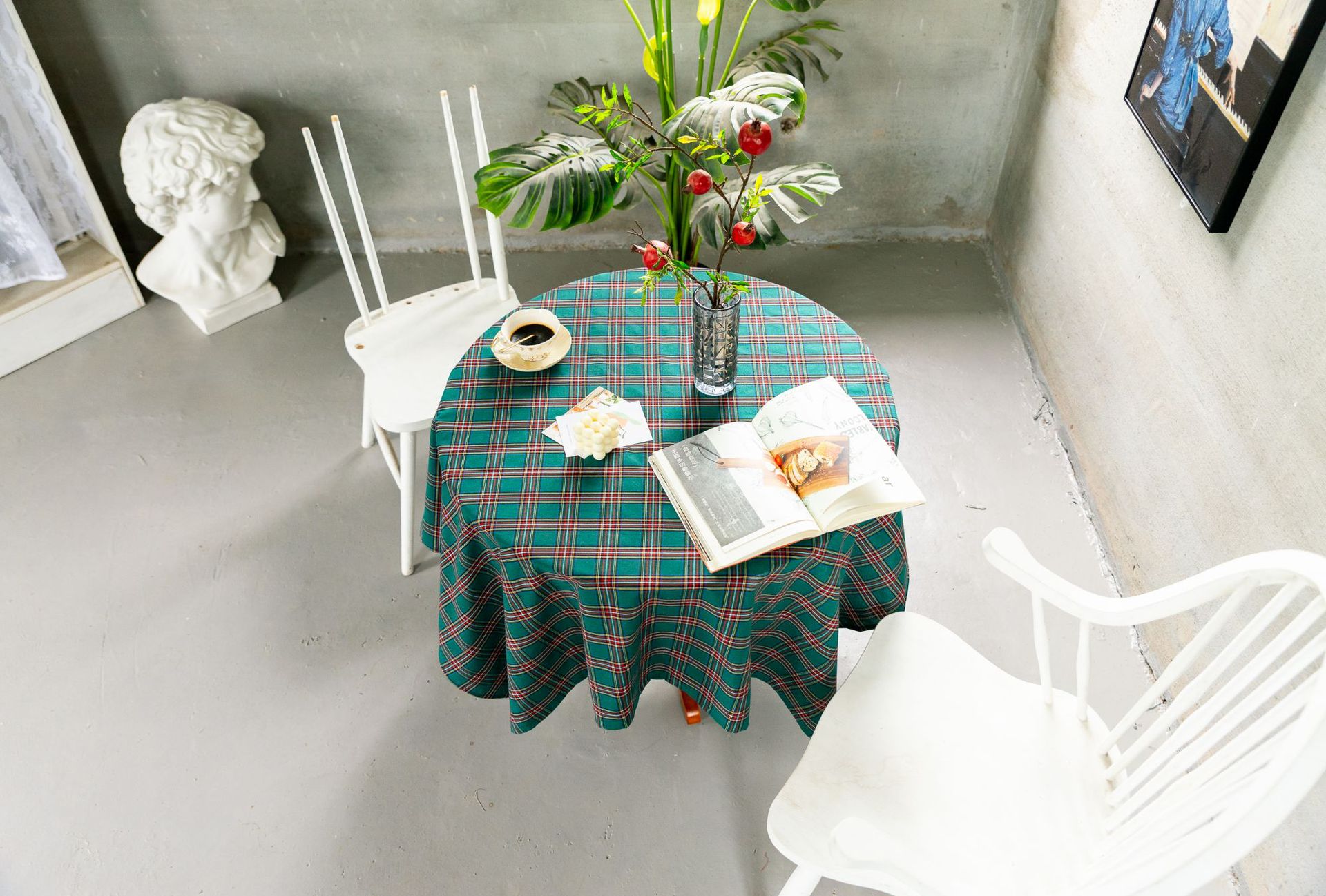 Cross-border Christmas holiday decoration table fabric, retro striped checkered cotton and linen restaurant party cover, Amazon pic 67