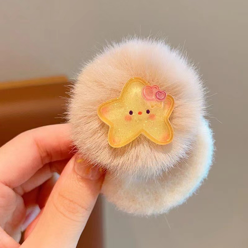 儿童毛绒皮筋女童彩色毛球卡通高弹力发圈小女孩不伤发扎丸子头绳详情13