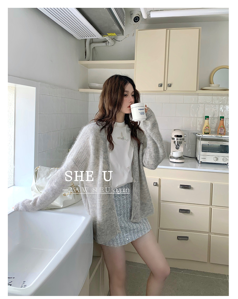 SHE U十三行2023秋季新款法式时尚立体胶花T恤女宽松百搭短袖上衣详情16