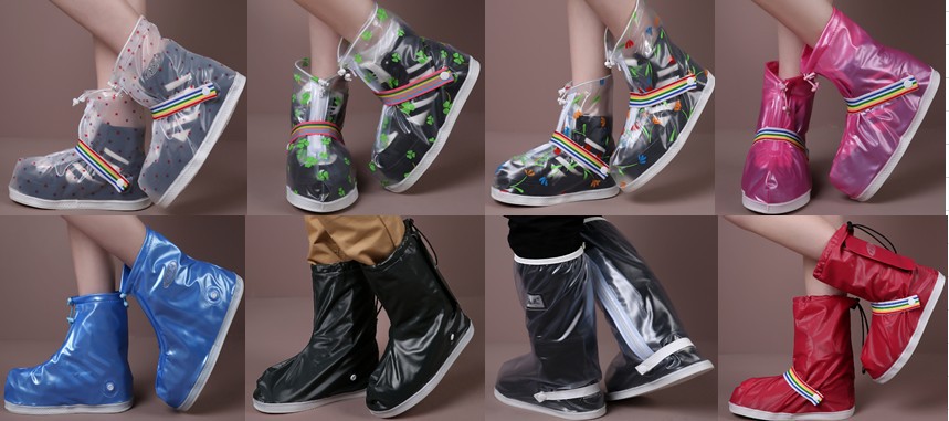 Wholesale of upgraded rainproof shoe covers, high-top thick-soled cycling outdoor waterproof shoe covers in black and white pic 39