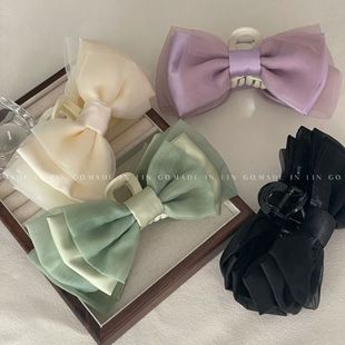 公主高级感大号发抓盘发蝴蝶结抓夹鲨鱼夹后脑勺发夹布艺发饰头饰详情8