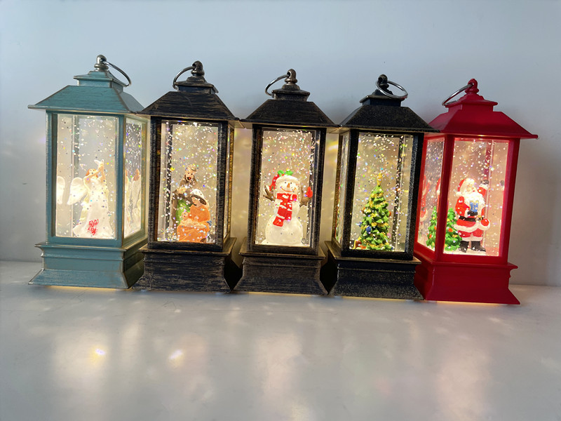 Cross-border Christmas water-filled small wind lantern handicrafts, creative window display items, LED illuminated Santa Claus night lights pic 12