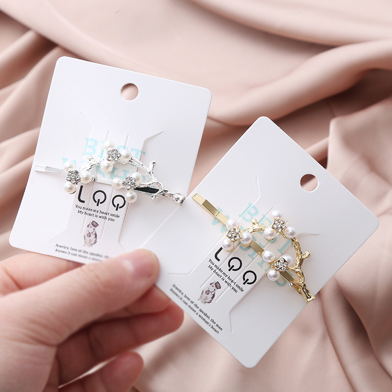 New Korean style forest-themed tree branch pearl rhinestone hair clip for women, simple and fashionable bangs clip, sweet hair accessory factory price wholesale pic 2