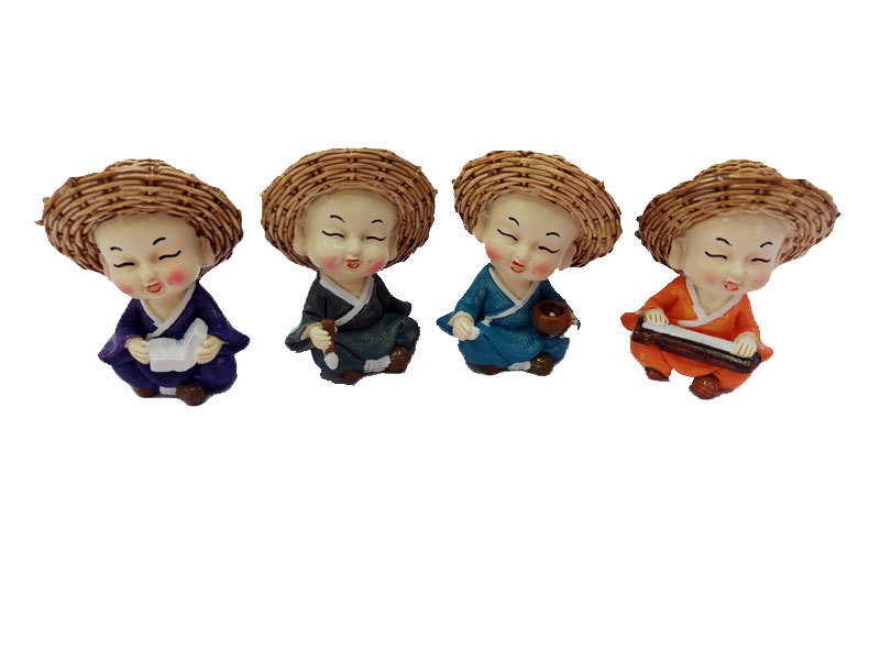 草帽和尚汽车小摆件  家居树脂工艺品装饰摆件 新款创意草帽和尚详情8