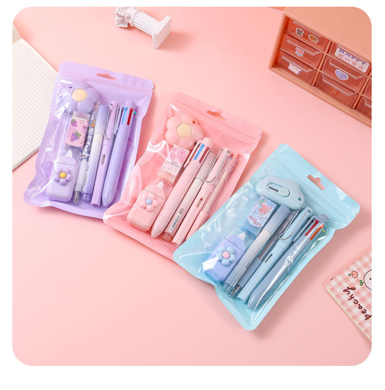 ins Simple stationery, high appearance level gel pen correction tape pencil set, student learning small gift stationery set pic 17