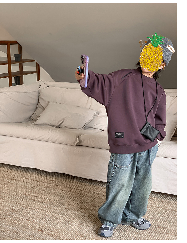 童装2024新款卫衣儿童卫衣男童时髦潮打底衫韩版宝宝上衣男孩宽松详情37