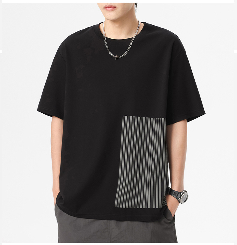 短袖T恤男夏季新款冰感宽松舒适半袖打底衫日系简约条纹休闲体恤详情16