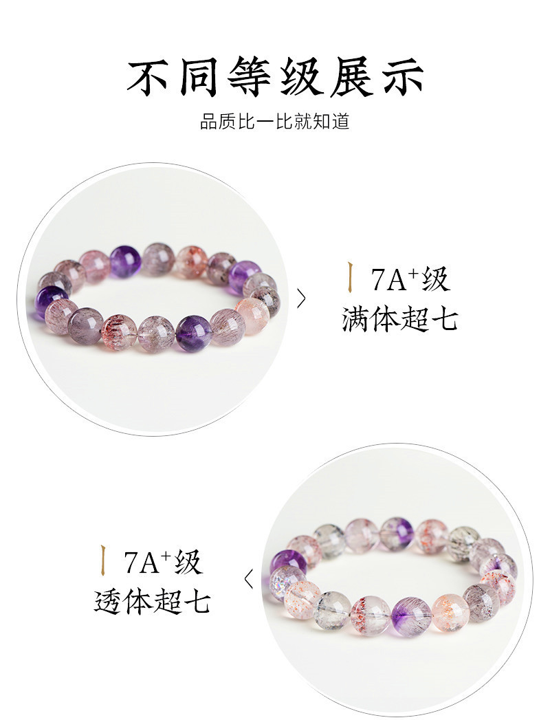 Jiuya Crystal Natural 7A Grade Ice Type Super Seven Round Bead Bracelet, Purple Titanium Crystal Aurora Scattered Bead Bracelet Factory Direct Sales pic 3