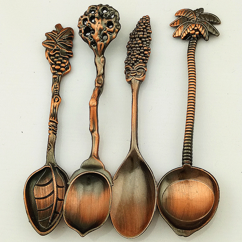 Dessert spoons, spoons, creative tableware wholesale gifts, 4 sets of fruit, mulberry and grape spoons, retro coffee spoons, ice cream spoons, ice cream spoons, gold-plated and copper-plated spoons, tableware, kitchenware pic 8