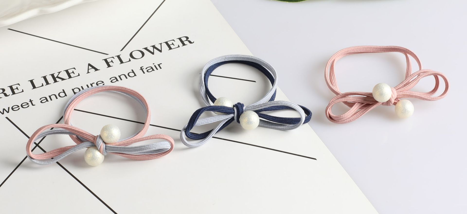 Simple and popular Instagram hair tie, bow double ball hair band, hair tie rubber band, Korean style fresh and clean hair tie 2-yuan store pic 17