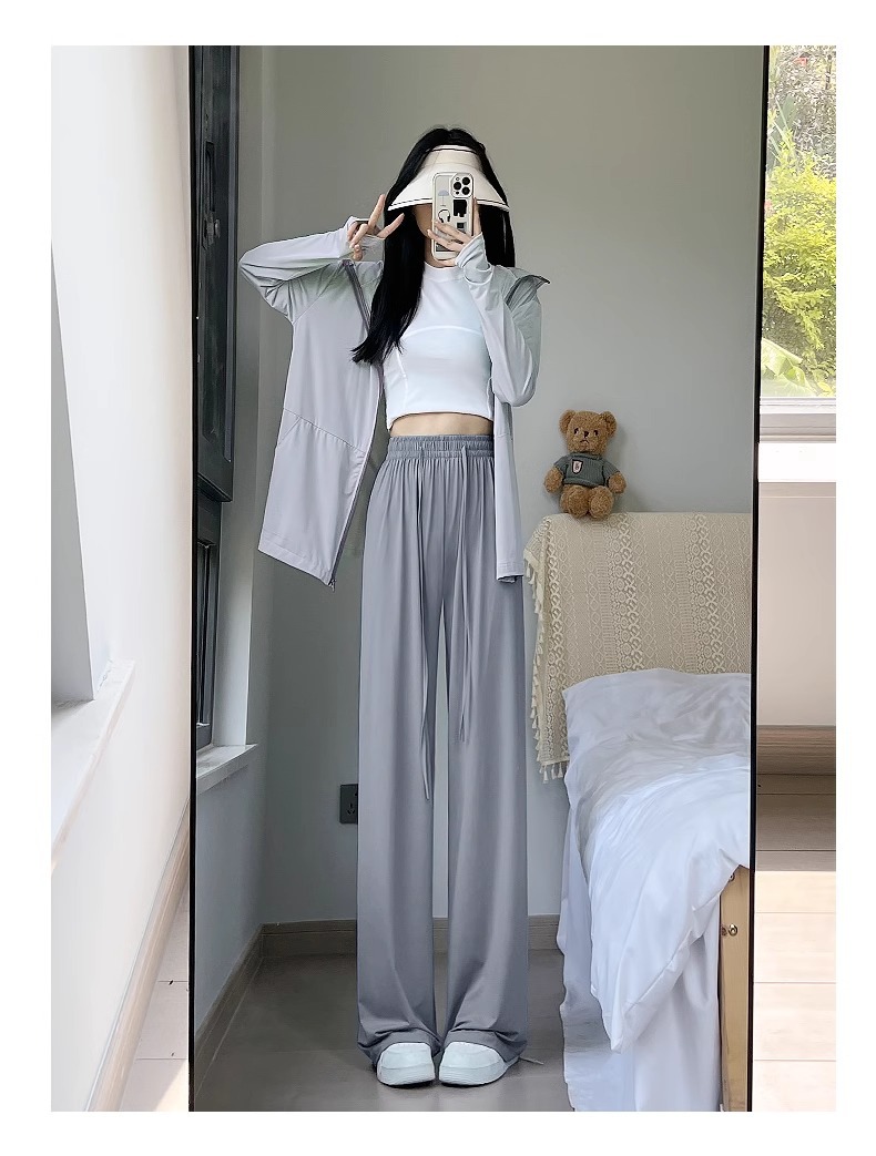upf50+直筒防晒裤女春夏新款冰丝凉感锦纶休闲裤透气垂感阔腿长裤详情26