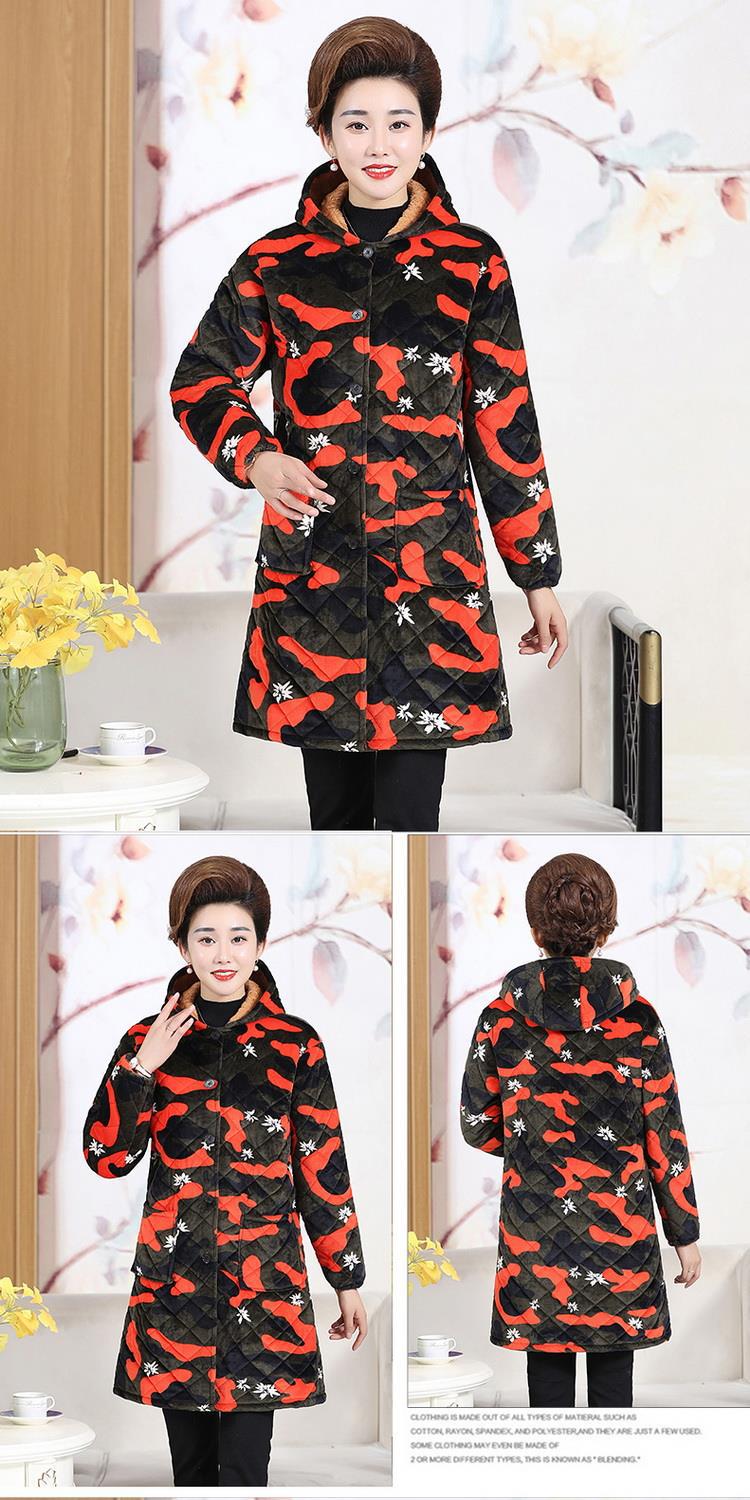 中老年女冬装棉衣妈妈装加绒保暖棉服大码老年人中长款外套花棉袄详情12