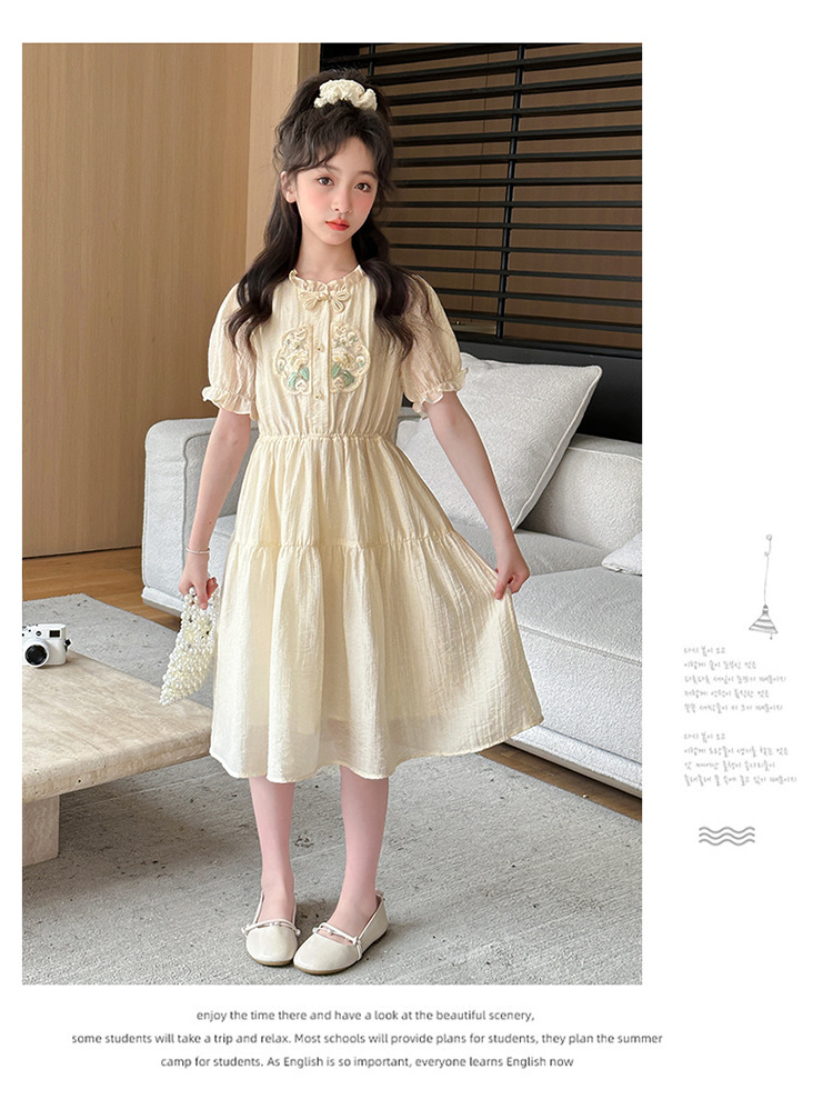 国潮女童连衣裙夏装2025新款儿童洋气时髦国风汉服裙子女孩夏款公主裙详情9