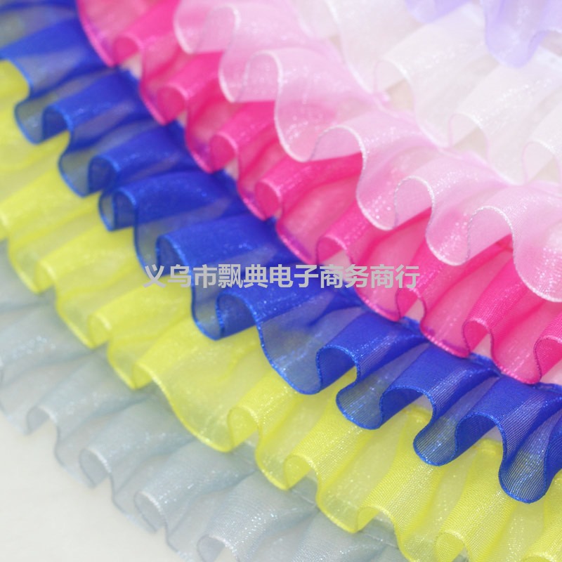 2.5cm服装辅料多色雪纱带百褶皱蕾丝花边带diy童装手工花边辅料详情6