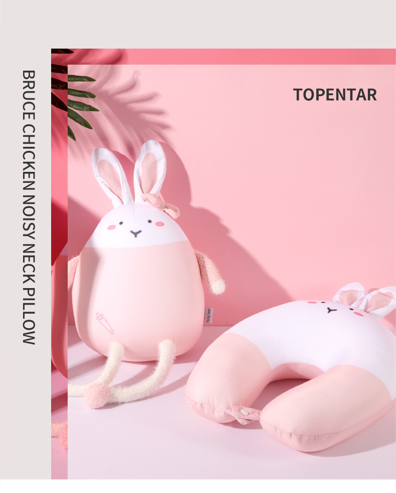 New cartoon rabbit U-shaped pillow, foam particle two-in-one dual-purpose pillow, throw pillow, rabbit transformation pillow, neck guard pillow pic 13