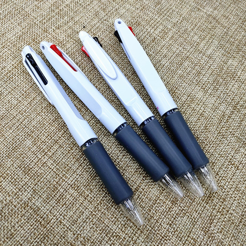 Wholesale four-piece set of dual-purpose oil pens, black and red ballpoint pens, smooth writing, black and red pen refills pic 1