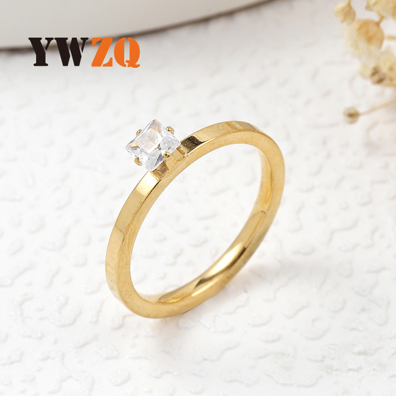 新款简约韩版细戒六爪玫瑰不锈钢戒指钛钢尾戒潮流极细单镶钻饰品详情7