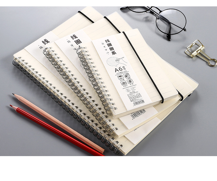 Transparent PP binding coil notebook, creative and simple side-flip grid horizontal line notebook, notepad, student stationery wholesale pic 15