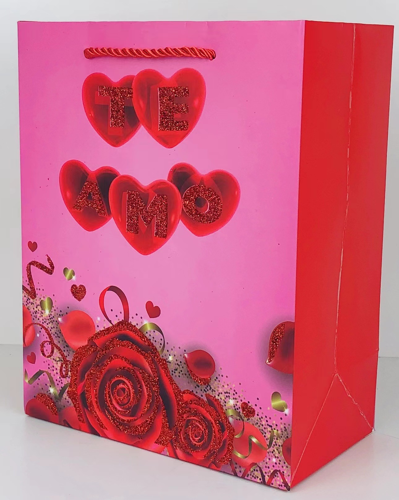 Stock flash powder spanish TE AMO colección día de san valentín tote bags bolsas regalo bolsas de compras cross-border specials pic 8