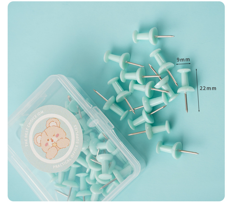 Wholesale macaron-colored box paperclip long tail clip set, cute bear ticket clips, thumbtacks, pins, binding stationery pic 14