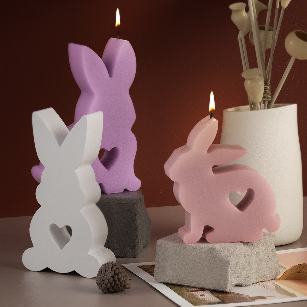 Easter bunny plaster mold heart-shaped rabbit scented candle mold Cute Easter ornament Silicone mold handicraft ornament handicraft pic 14