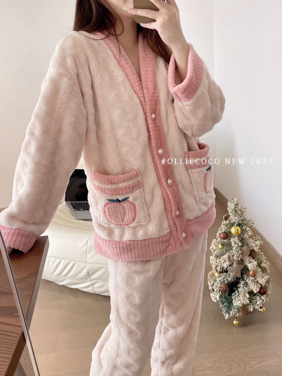 秋冬款加厚暖暖水蜜桃家居服大板乌龙桃睡袍女性保暖睡衣套装批发详情19