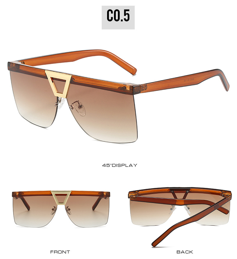 2023跨境新款太阳镜 个性半框百搭精致眼镜男 网红同款大框墨镜女详情11