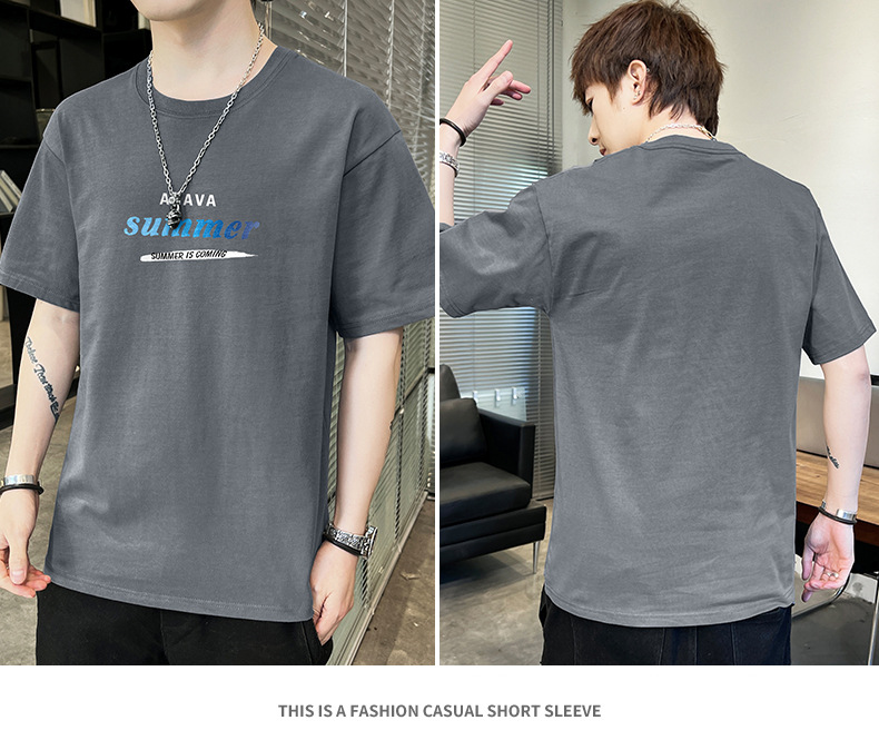 Short-sleeved T-shirt for men, 2022 Summer new Korean style trendy ins loose T-shirt, mid-sleeved cotton trendy brand, large size pic 16