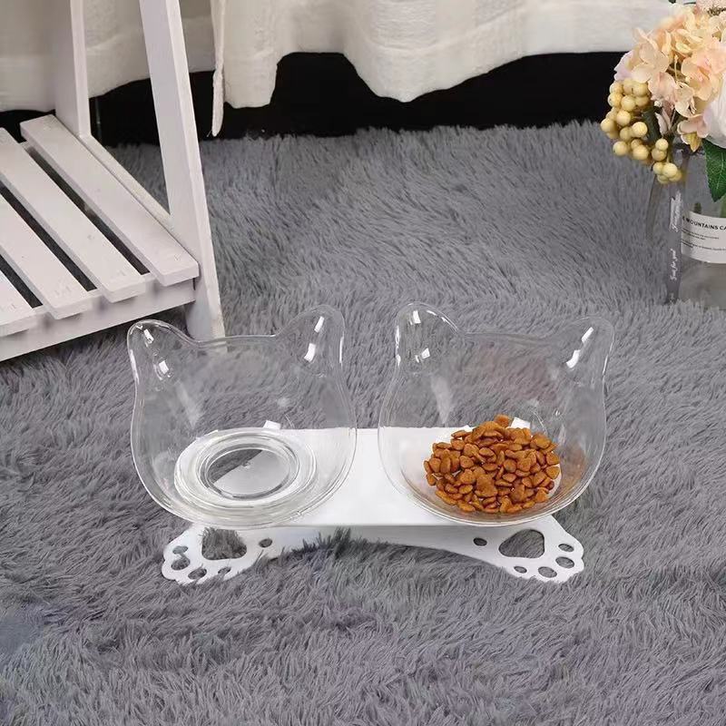 Pet cat and dog food bowl, cat ear and neck guard double bowl, tilted cat and dog food bowl, cat paw bottom double bowl manufacturer wholesale pic 8