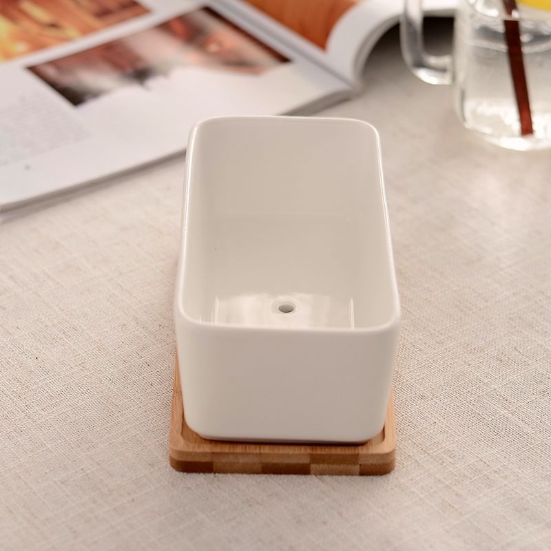 Best-selling succulent plant ceramic flowerpots, simple succulent flowerpots, creative rectangular POTS, white porcelain flowerpots pic 7