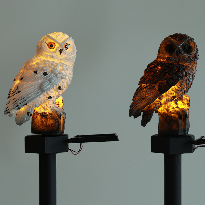 Solar owl lamp, resin garden lamp, outdoor waterproof courtyard landscape decoration, led lawn ground insert lamp pic 4