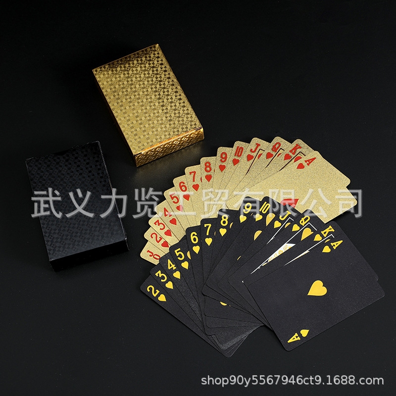 美元扑克牌金箔扑克牌 银箔扑克牌批发 金色土豪金扑克黑色塑料牌详情10