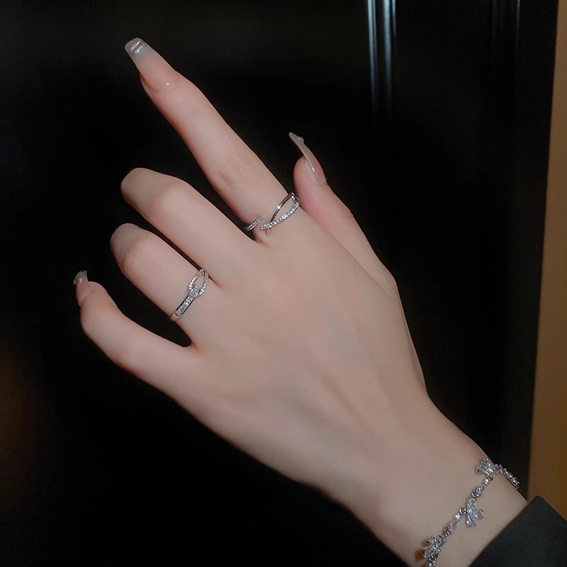 韩版金银两色交叉戒指女冷淡风高级感食指戒轻奢小众精致手饰详情3