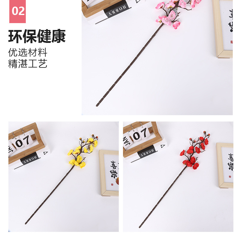Cross-border single artificial flower, plum blossom branch, winter plum, artificial flower bouquet, Chinese-style home decoration, living room vase and decorative items wholesale pic 11