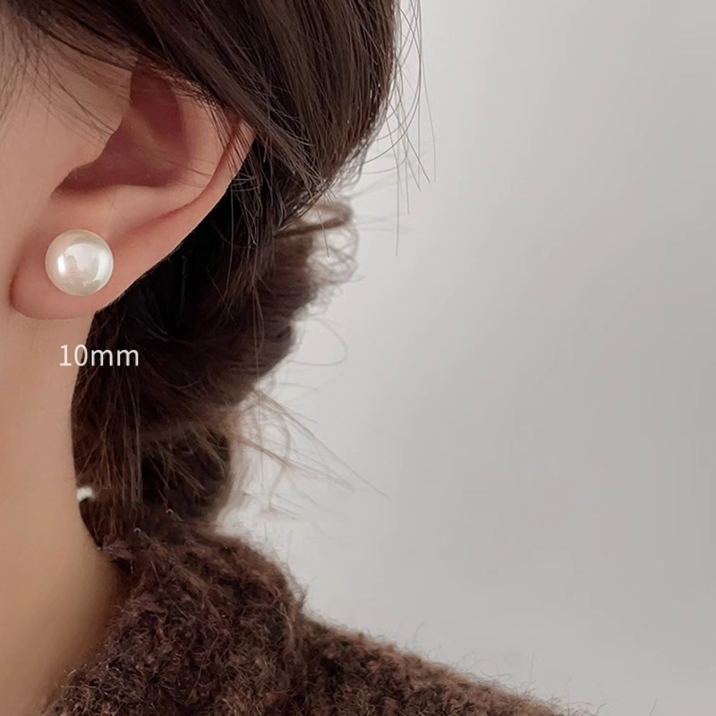 Shi Family Steamed Bun Pink Light Milk White Pearl Stud Earrings S925, pure silver needle, a niche high-end style, versatile new earrings pic 8