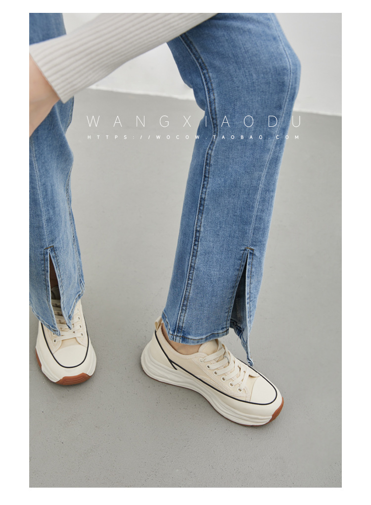【澜柜】北海道 厚底系带帆布鞋女2022年新款网面平底小白鞋子女详情58