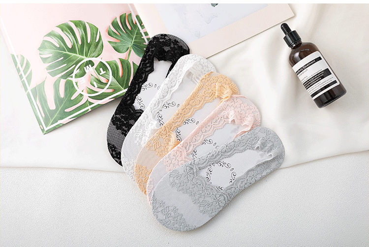 夏季防滑隐形袜 女士深口蕾丝船袜 韩版超薄隐形袜性感防滑女袜子详情13