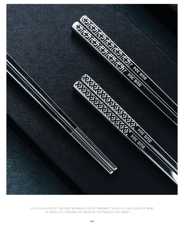 厂家直供316L不锈钢筷子食品级家用创意加厚304防滑防烫方筷批发详情21