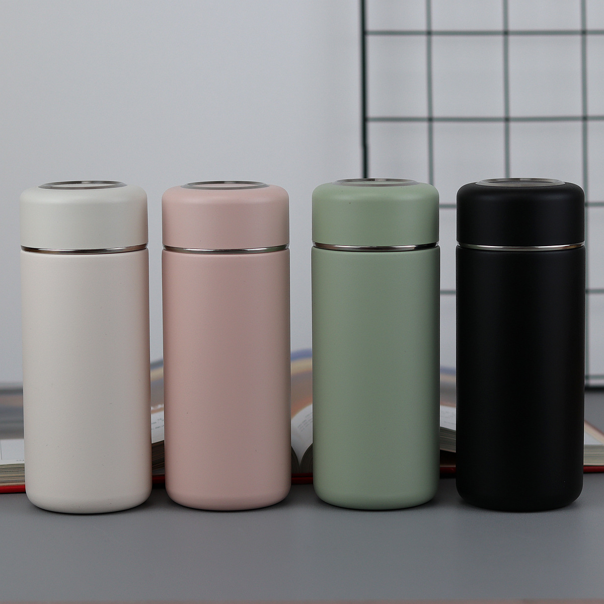 跨境内销礼品休闲焖茶保温杯锤纹钢盖水杯子弹头时尚ins学生水杯详情1