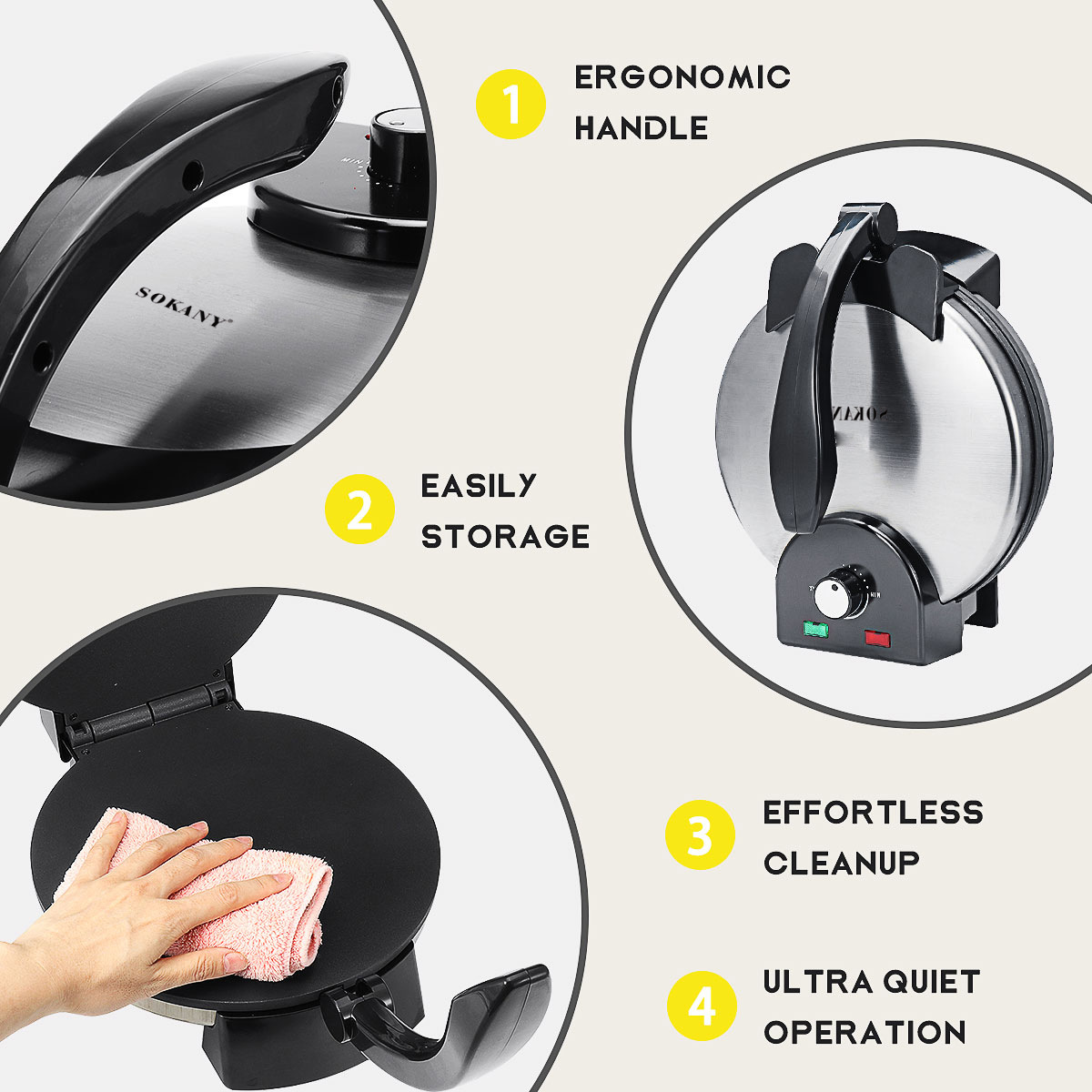 sokany507 Thin pancake machine, large pancake machine, Spring pancake machine, household electric pancake stand, spring rolls, European standard in stock pic 1