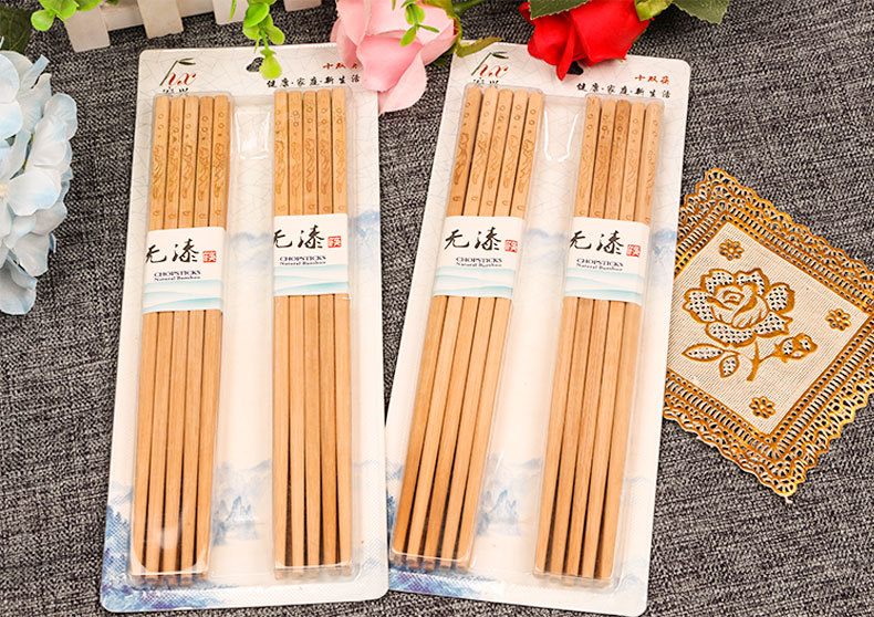 Wholesale of unpainted and waxed household chopsticks, unjointed original bamboo chopsticks, vacuum-formed box tableware and gifts, carbonized bamboo chopsticks pic 35