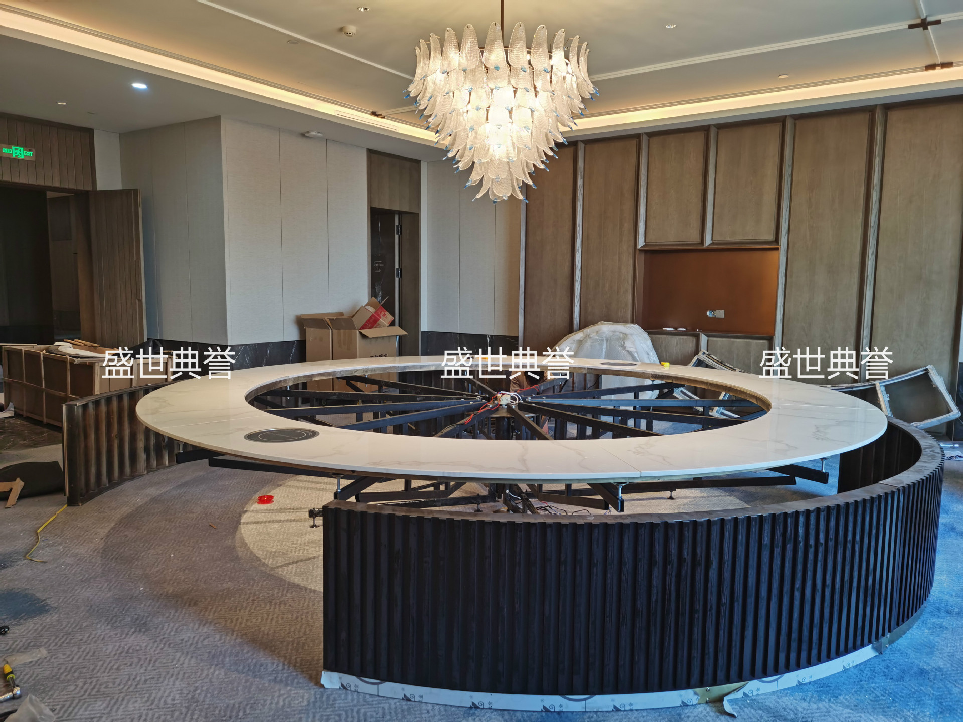 Electric dining tables for five-star hotels in Yichun, marble electric round tables for private rooms in resort hotels, and dining tables for seafood restaurants pic 3