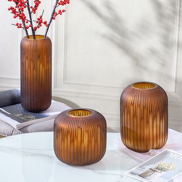 琥珀豹纹玻璃花瓶北欧风大口径花瓶桌面摆件客厅插花器水培瓶现货详情14