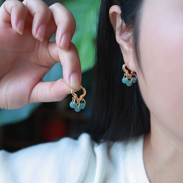 Amazon AliExpress New Chinese-style natural blue water drum bead A-grade jade bracelet for women, light luxury 925 silver inlaid rabbit jewelry pic 3