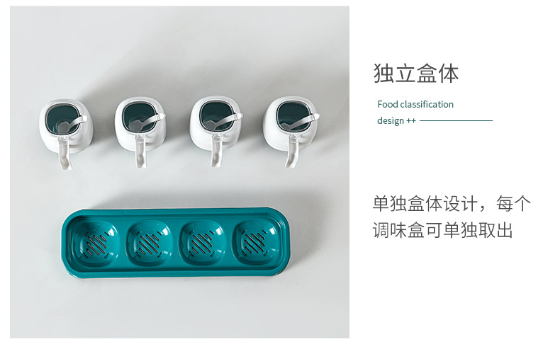 Factory direct sales of new creative plastic seasoning boxes, no drilling, no marks, wall-mounted kitchen seasoning storage boxes wholesale pic 12