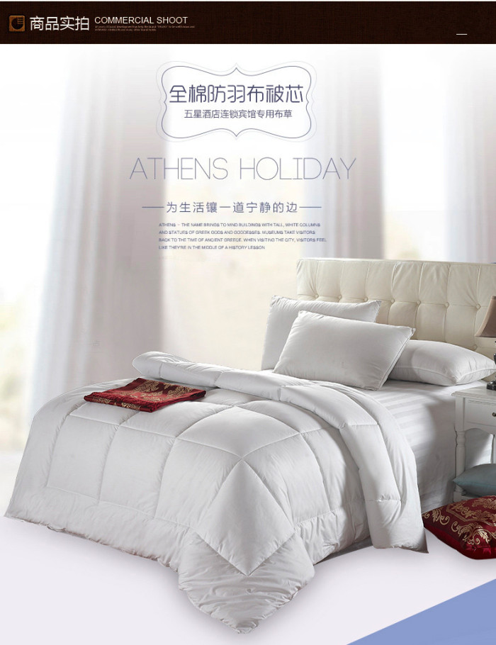 Hotel and guesthouse linens, bedding, all-cotton anti-down fabric quilt core feather velvet quilt pic 16