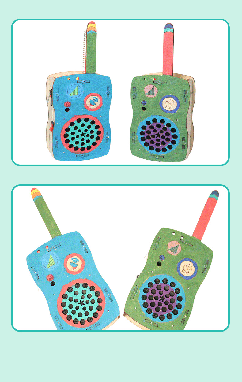 儿童对讲机远距离无线传呼DIY木制科技小制作小学生趣味拼装模型详情11