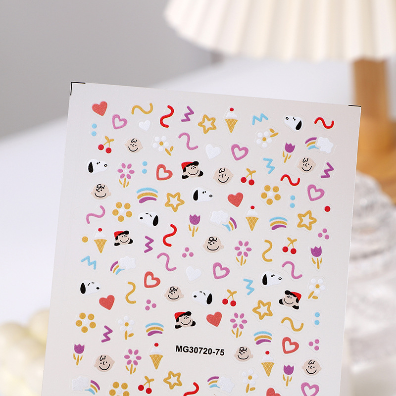 玫瑰美甲日系带胶贴花美甲款热卖可爱多芭胺卡通百搭背胶指甲贴纸详情4