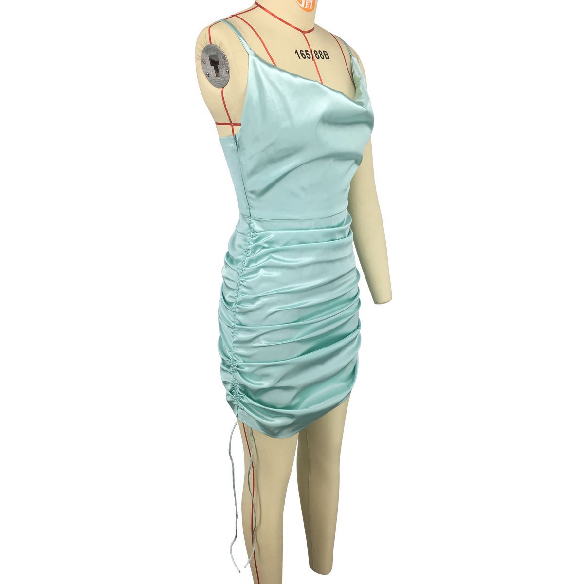 New cross-border Amazon dangling neck halter dress, sexy pleated dress, high-waisted short skirt for women in summer stock pic 67