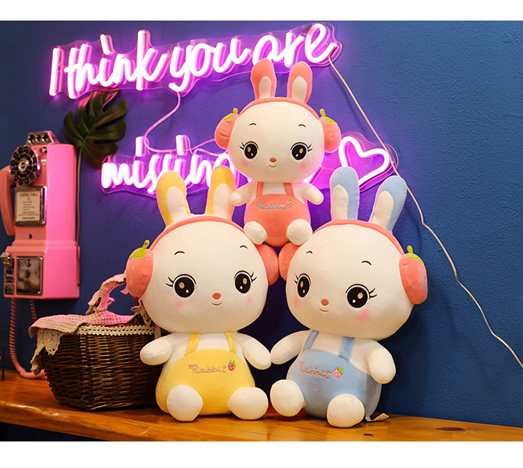 创意新款可爱水果耳机兔子公仔萌萌兔毛绒玩具儿童抱枕地推公仔详情19